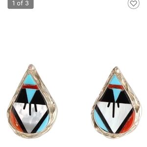 Artistic Teardrop Earrings with Silver and Multicolor‎ Accents